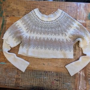 Cozy Knit Women's Sweater - Cream and Brown
